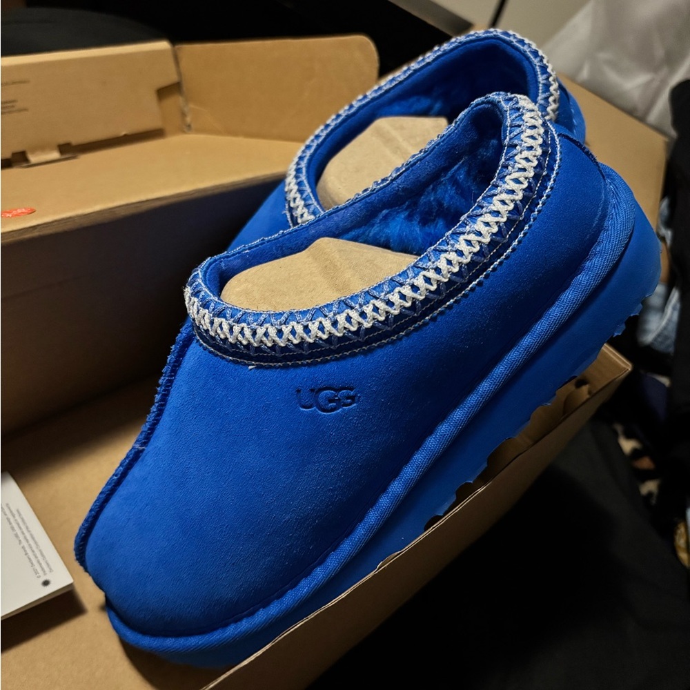 UGG Royal Blue Slippers with White Trim